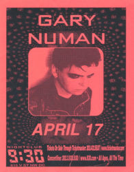 Gary Numan 2001 Venue Poster Washington